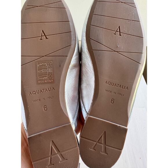 Aquatalia Jayleen Metallic Silver Slip On Flat Mule  size 6 - Picture 2 of 7